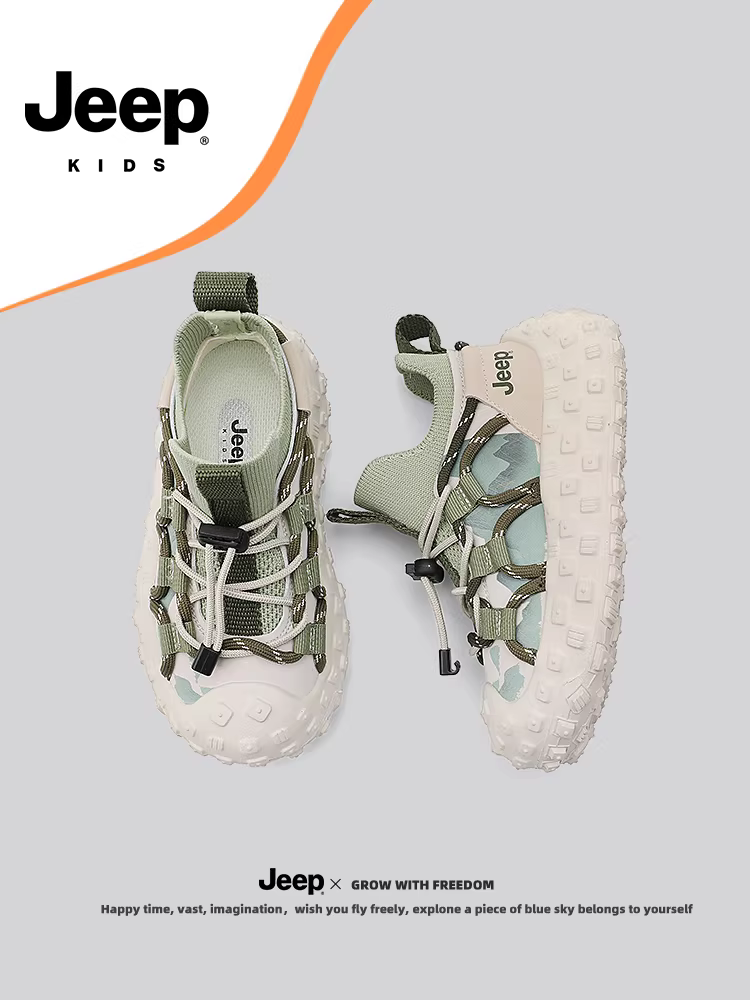 Giày trẻ em Jeep, giày thể thao lưới thoáng khí, kiểu dáng xuân thu, mẫu mới mùa thu 2024, giày chạy bộ trẻ em