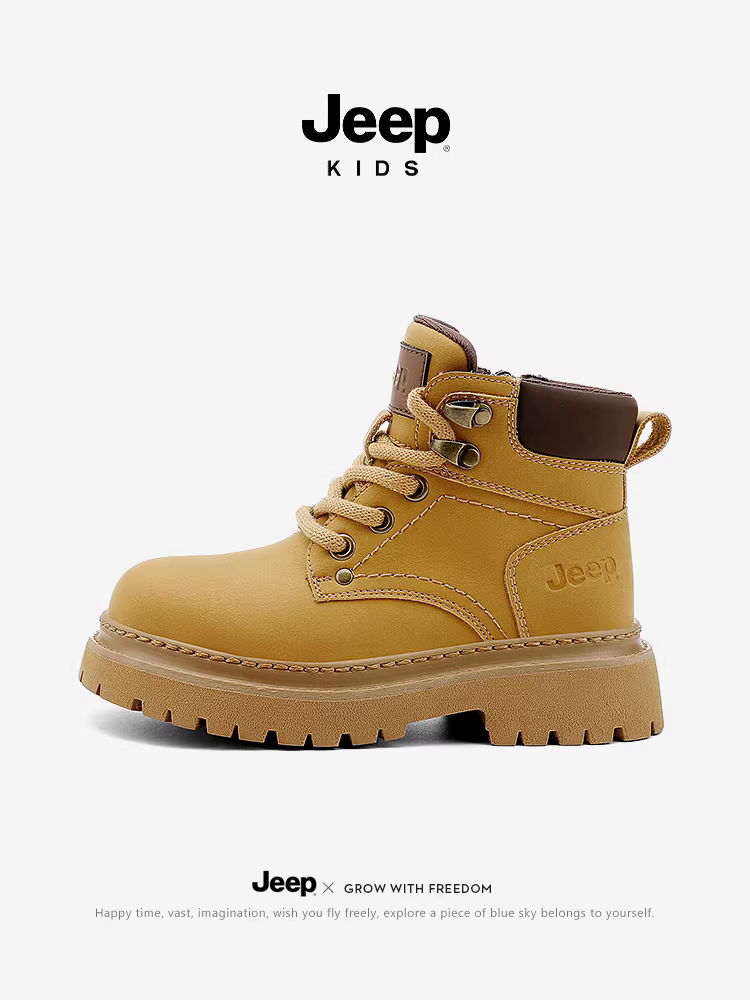Giày trẻ em Jeep Giày bốt cỡ lớn lót lông cừu mùa thu đông dành cho trẻ em Giày bốt thể thao và giải trí đế mềm mùa thu mới 2025 dành cho bé trai và bé gái