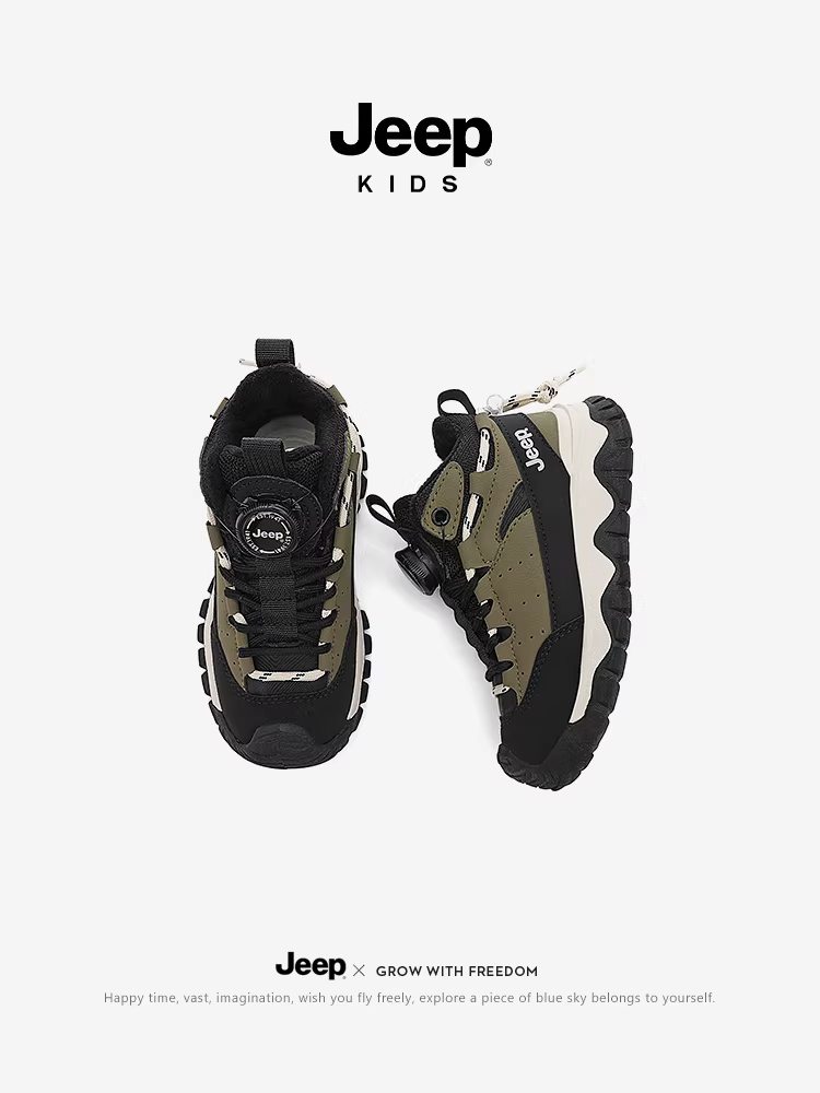 Giày thể thao bé trai Jeep có lót lông cừu, giày cotton, giày trẻ em mới mùa đông 2025, giày bố bé trai.