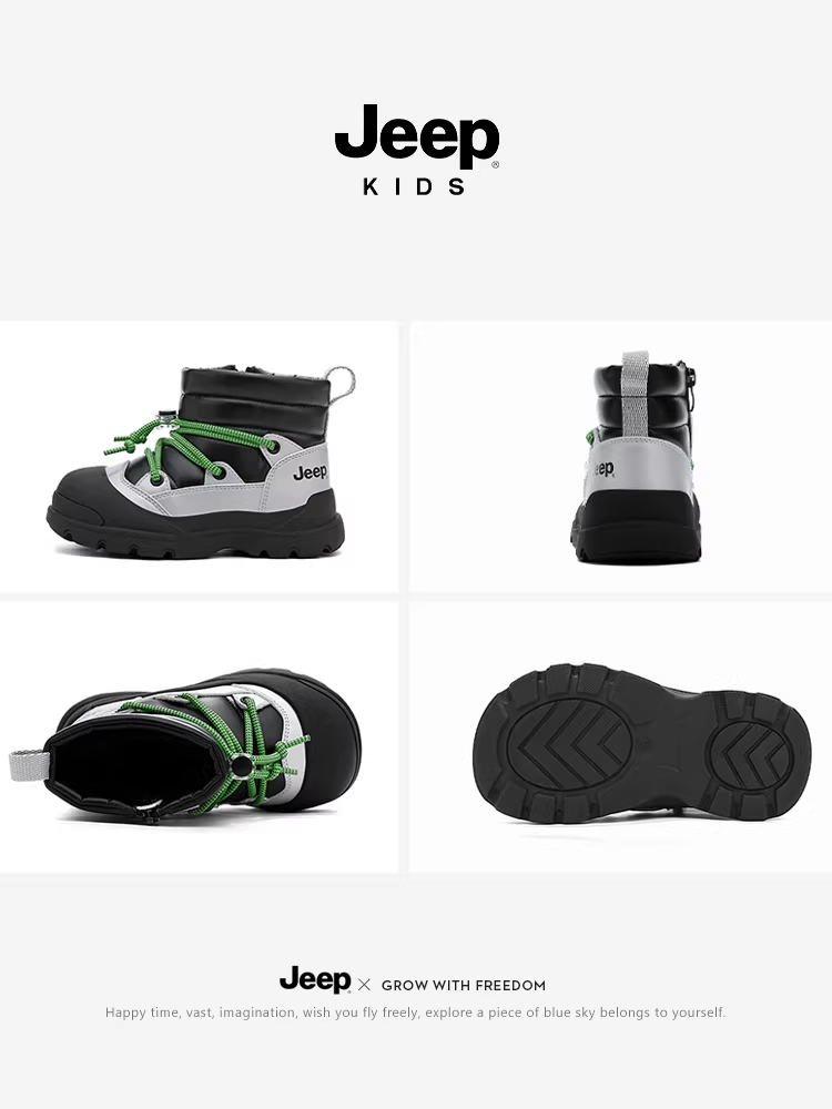 Giày bốt cotton trẻ em Jeep có lớp lót lông cừu và giày bốt dày cho mùa đông 2025 mẫu mới giày cotton cỡ lớn cho bé giày bốt ngắn giày bốt đi tuyết cho bé trai