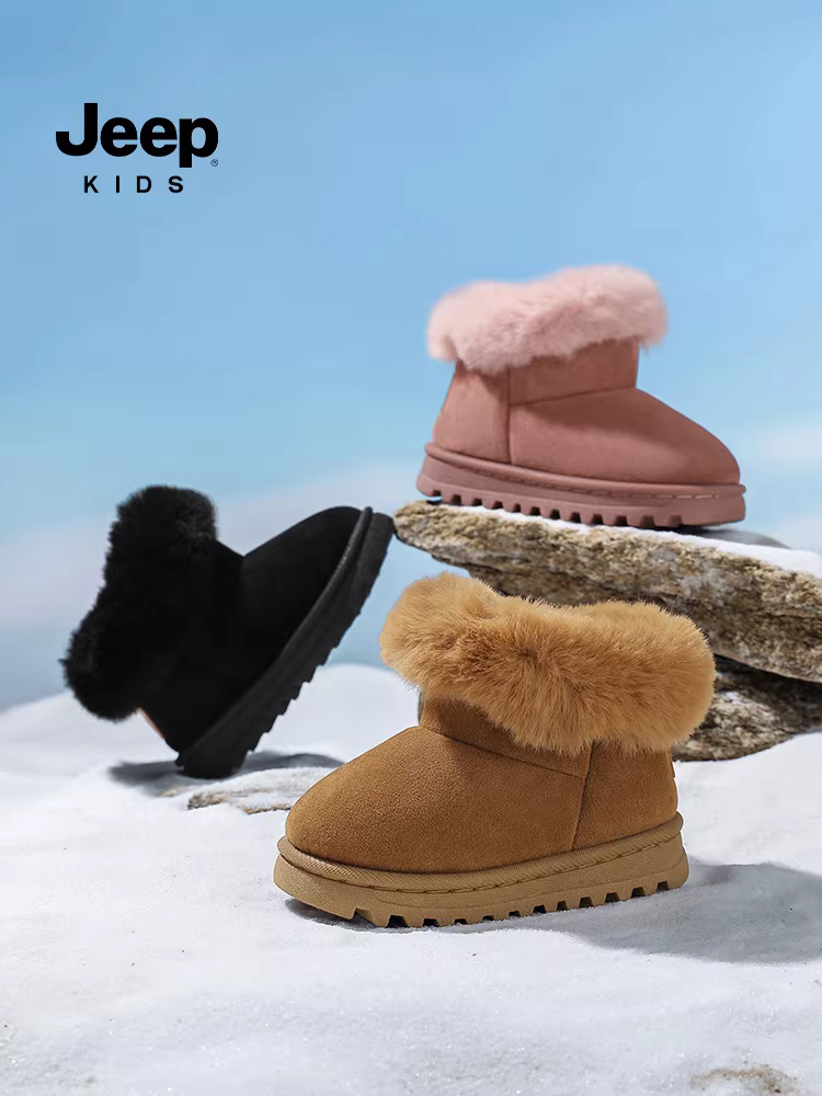 Giày bốt giữ ấm mùa đông cho trẻ em Jeep, lót lông cừu, dày dặn, chất liệu cotton, chống thấm nước, mẫu mới 2025, dành cho bé trai và bé gái