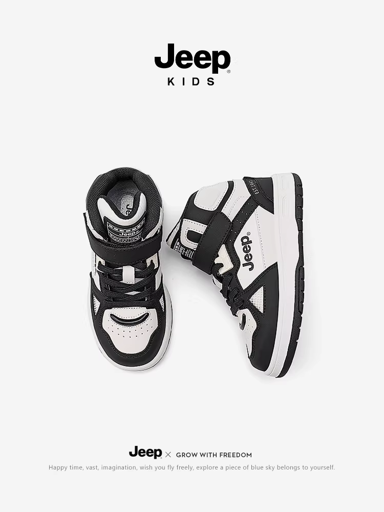Giày thể thao cổ cao trẻ em Jeep, giày trẻ em mùa thu mới 2025, giày trẻ em thường ngày, giày thể thao bóng rổ có khóa dán