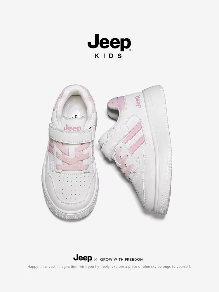 Giày trẻ em Jeep, giày trắng trẻ em, giày thể thao cổ thấp, giày thể thao nữ, giày chạy bộ mùa học mới 2025