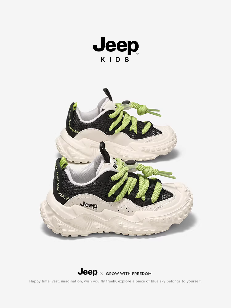 Giày trẻ em Jeep, giày thể thao thoáng khí cho bé trai, mẫu mới hè 2024, giày chạy bộ trẻ em nhẹ, giày sneaker bố cho bé gái