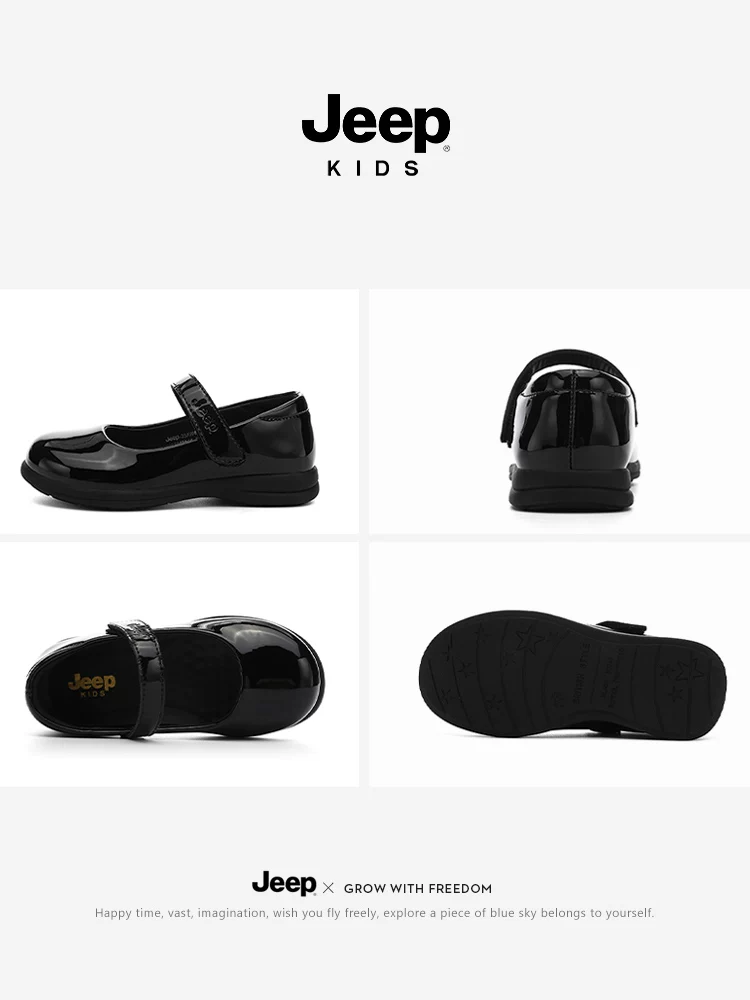 Giày da bé gái Jeep 2025 mẫu mới mùa thu, giày công chúa cho bé lớn, giày biểu diễn đế mềm chống trơn trượt