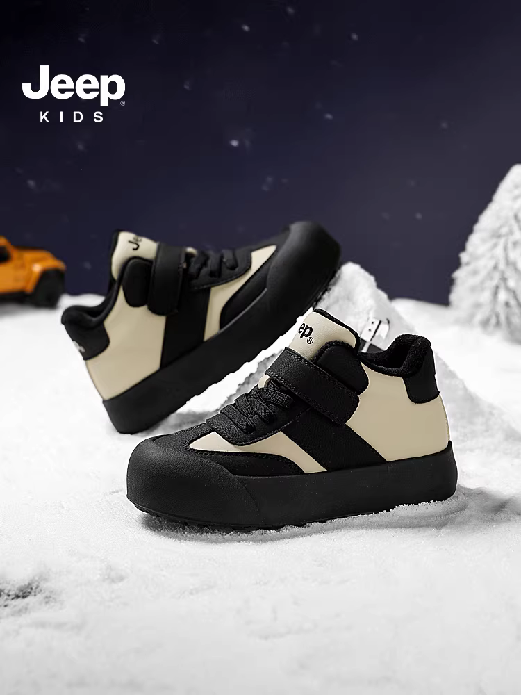 Giày thể thao trẻ em Jeep Giày tập da mùa thu 2025 Giày trẻ em mùa thu đông mới dành cho bé gái Giày cotton lót lông cừu