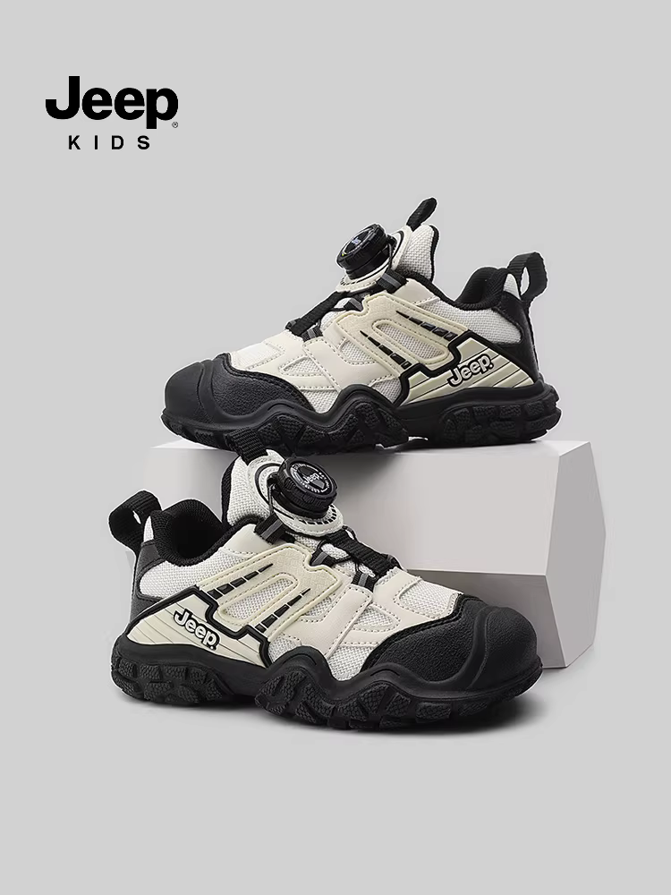 Giày trẻ em Jeep dành cho trẻ lớn hơn, giày chạy bộ đế mềm nhẹ dành cho bé gái, giày thể thao có nút mới 2025, giày thoáng khí cho bé trai
