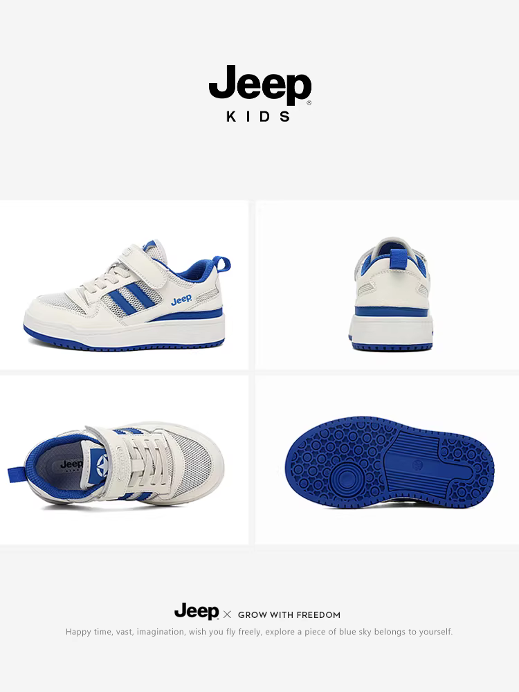 Giày thể thao nam trẻ em Jeep có mặt lưới Velcro Giày thể thao trẻ em mùa hè 2025 Giày nữ mới Giày trắng cho bé trai