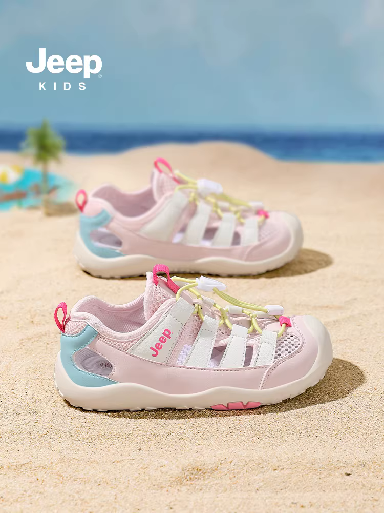 Dép sandal trẻ em Jeep, giày nước mùa hè 2025 mới, đế mềm chống trơn, giày đi biển cho bé gái