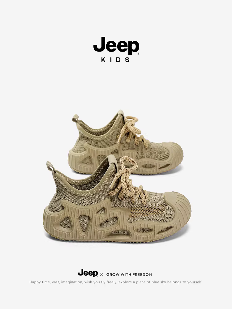 Giày thể thao trẻ em Jeep mùa thu 2025 kiểu lười đế mềm, chất liệu lưới thoáng khí, dành cho hoạt động ngoài trời