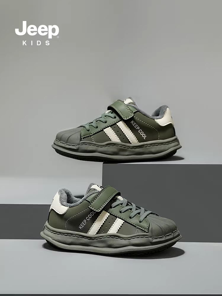 Giày trẻ em Jeep, giày thể thao trẻ em, giày thể thao đế mềm, giày cotton ấm lót lông cừu kiểu mới mùa đông 2025, giày bé trai