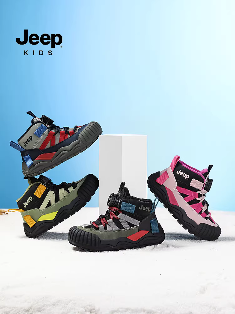 Giày trẻ em Jeep mùa đông lót lông cừu giữ ấm, giày trẻ em mới 2025, giày thể thao trẻ em chống trơn trượt, giày cotton đôi cho bé gái