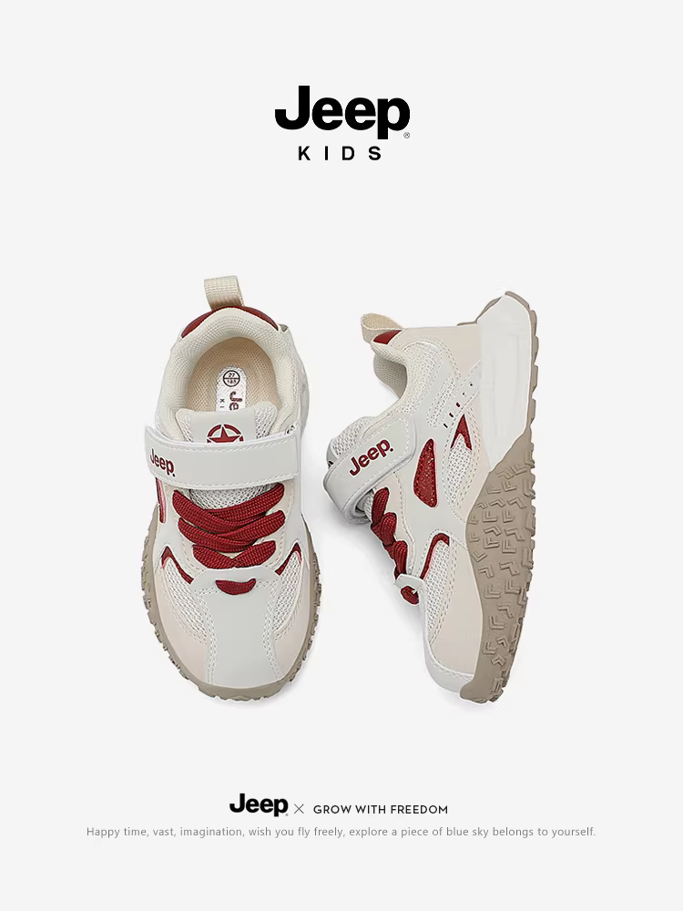 Giày trẻ em Jeep đế mềm, kiểu dáng thường ngày, có khóa dán, giày đi bộ ngoài trời, mẫu mới mùa thu 2025, giày thể thao trẻ em
