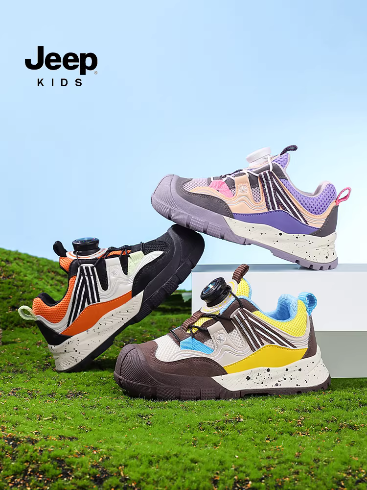 Giày trẻ em Jeep, giày nữ, giày thể thao đế mềm cho trẻ em, giày chạy bộ lưới mới mùa xuân thu 2025, thoáng khí và thoải mái
