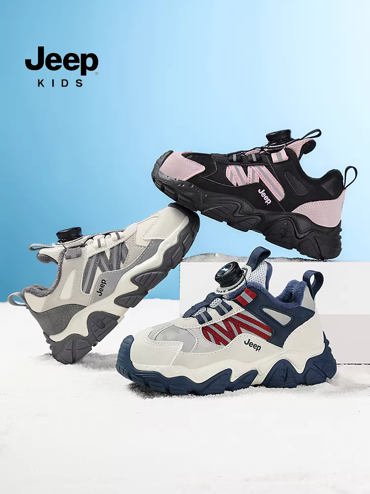 Giày thể thao lót lông cừu cho bé trai Jeep mùa đông 2025, giày cotton ấm áp mới, giày trẻ em, giày bố cho bé trai, giày trẻ em