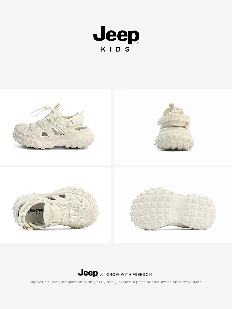 Dép kín mũi trẻ em Jeep, giày mùa hè 2025 mới cho bé trai, giày chống trơn, giày đi biển cho bé gái