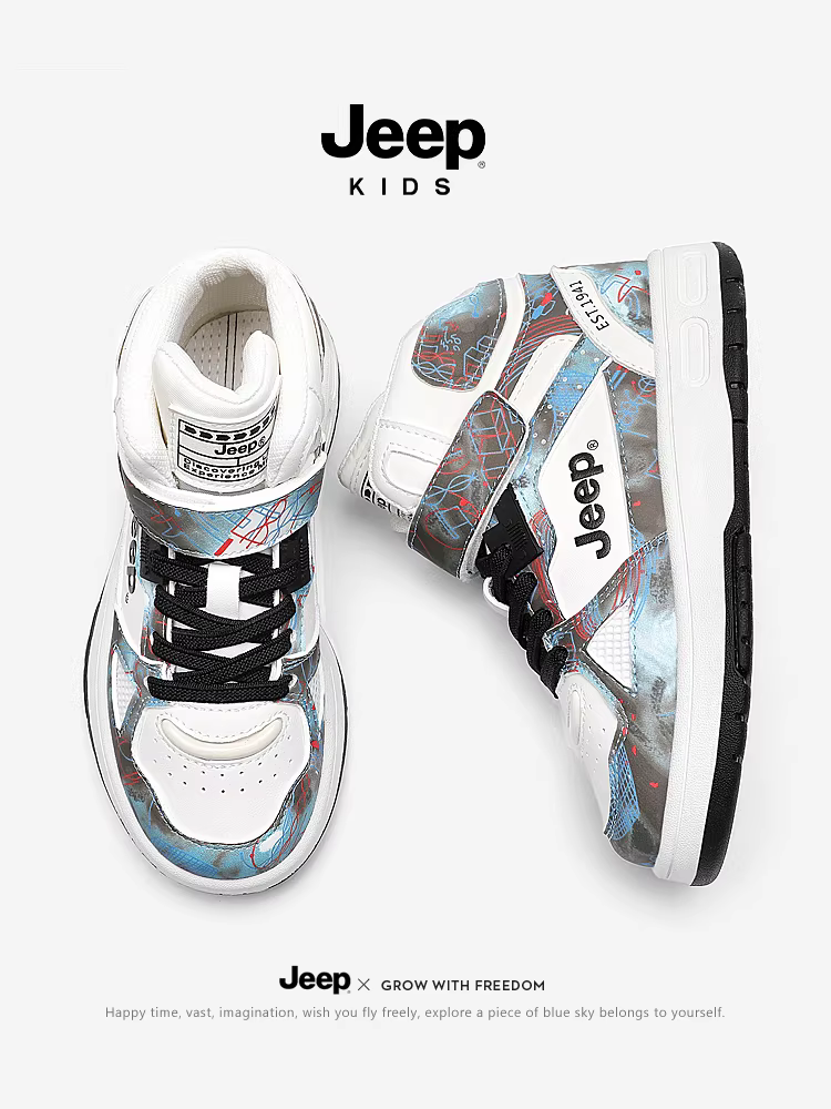 Giày thể thao trẻ em Jeep mùa xuân 2025 đế mềm, giày thể thao trẻ em thời trang, giày cao cổ trẻ em cho bé gái