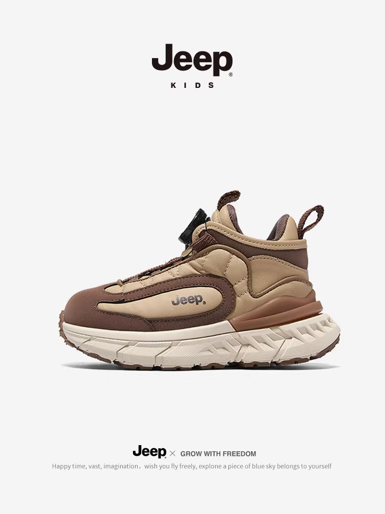 Giày trẻ em Jeep lót lông cừu, mẫu mới mùa đông 2025, giày thể thao cổ cao giữ ấm cho bé, giày cotton mùa thu đông cho bé gái.