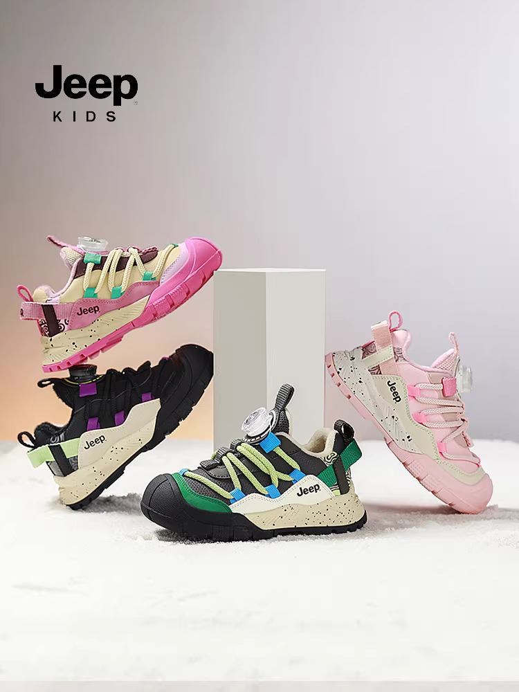 Giày trẻ em Jeep, giày thể thao nữ, giày cotton lót lông cừu mùa đông mới 2025, giày đi bộ ngoài trời cho trẻ em, giày bé trai