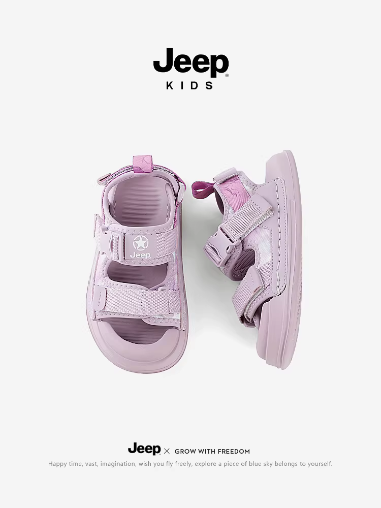 Dép thể thao trẻ em Jeep mùa hè 2025 mẫu mới, dép đi biển chống trơn mũi kín dành cho bé gái lớn tuổi