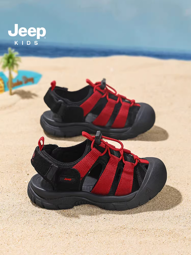 Dép trẻ em Jeep mùa hè 2025 kiểu mới, giày ngoài trời mũi kín chống va đập cho bé trai, giày đi biển, giày đi suối cho bé gái
