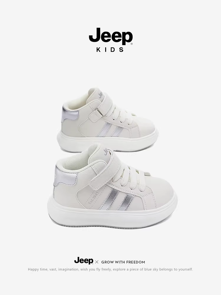 Giày thể thao cổ cao màu trắng cho bé gái, mùa thu đông 2025, giày chạy bộ đế mềm mới, giày thể thao cho bé trai