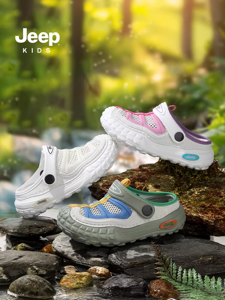 Dép lưới trẻ em Jeep mùa hè 2025, chống nước, mũi kín, đi suối, đi biển