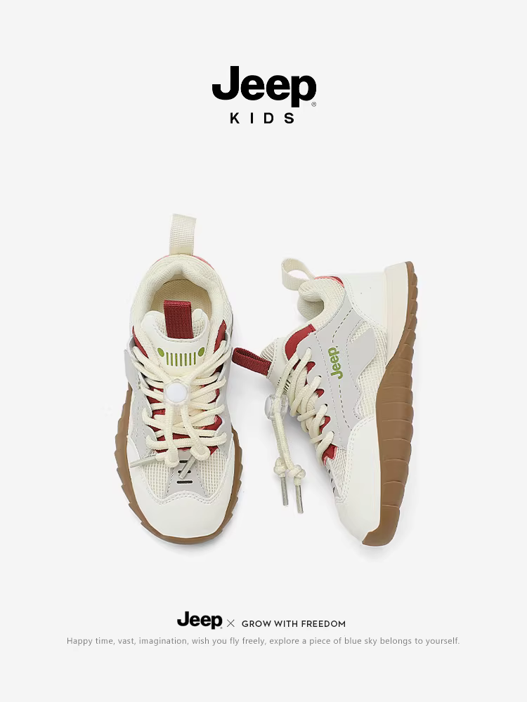 Giày thể thao trẻ em Jeep lưới thoáng khí giày nữ mùa xuân 2026 mới giày chạy bộ đế mềm kiểu Forrest Gump