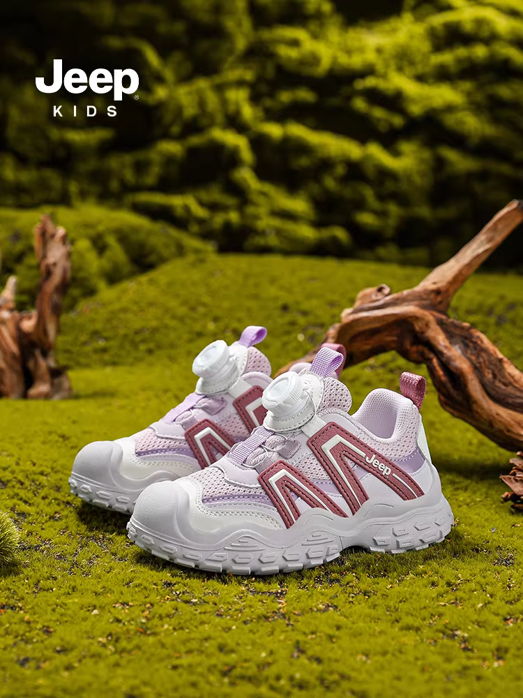 Giày thể thao trẻ em Jeep 2025 mẫu xuân mới, chất liệu lưới, khóa cài, giày chạy bộ cho bé trai, giày cho bé gái