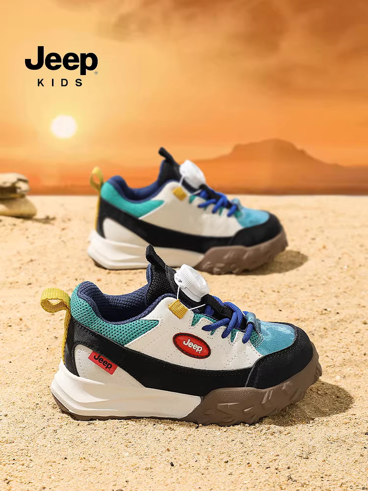 Giày trẻ em Jeep dành cho bé trai, giày đi bộ ngoài trời, mẫu mới mùa thu 2025, giày thể thao nhẹ có khóa cài cho bé gái.