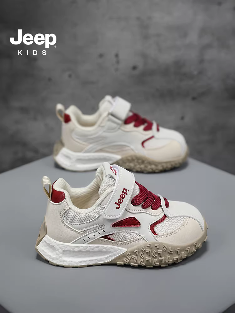 Giày trẻ em Jeep đế mềm, kiểu dáng thường ngày, có khóa dán, giày đi bộ ngoài trời, mẫu mới mùa thu 2025, giày thể thao trẻ em