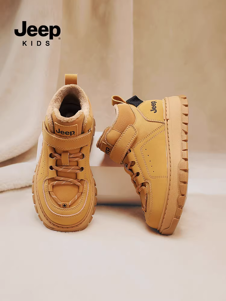 Giày thể thao trẻ em Jeep lót lông cừu mùa đông 2025, giày thể thao trẻ em cao cổ AJ, giày sneaker mùa thu đông, giày cotton bé gái