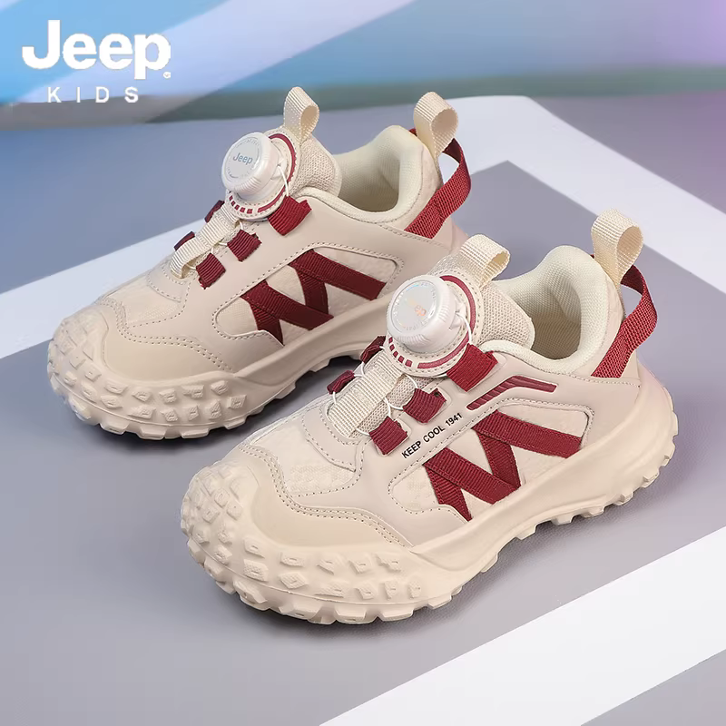 Giày thể thao trẻ em Jeep mùa xuân 2025, giày da mới chống thấm nước, giày trẻ em đế mềm, giày chạy bộ trẻ em nam