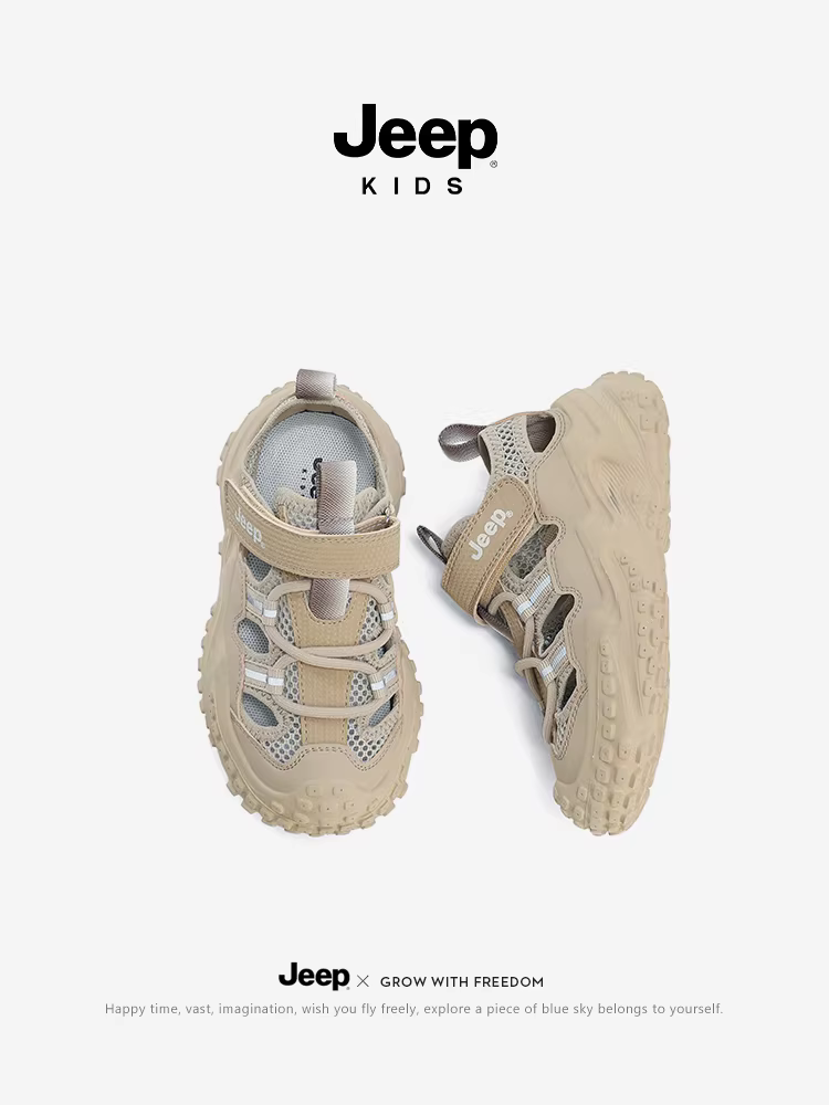 Giày sandal trẻ em Jeep, kiểu kín mũi, nhẹ, thể thao, dành cho trẻ lớn, giày nữ, mẫu mới hè 2025, giày lưới cho bé trai