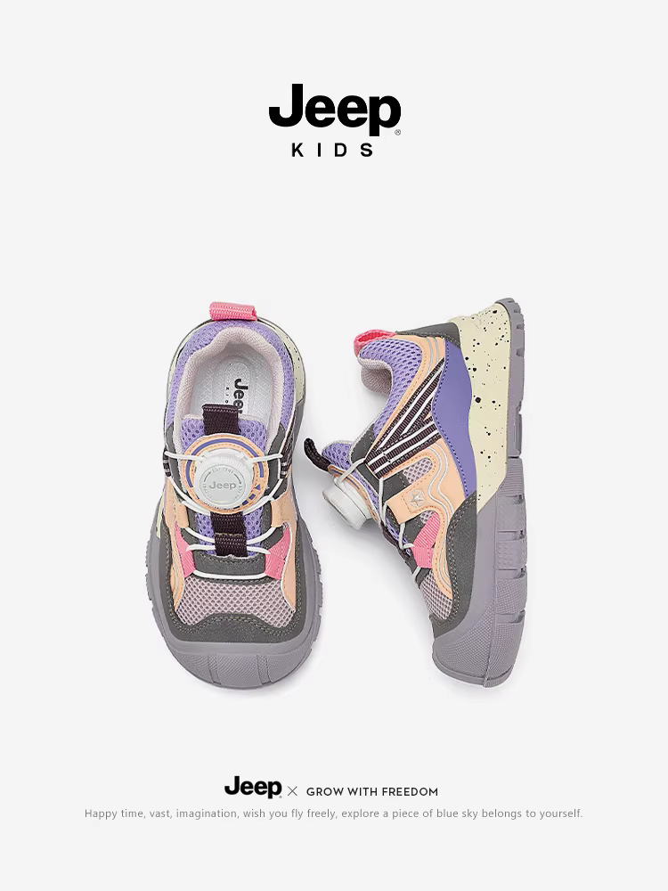 Giày trẻ em Jeep, giày nữ, giày thể thao đế mềm cho trẻ em, giày chạy bộ lưới mới mùa xuân thu 2025, thoáng khí và thoải mái