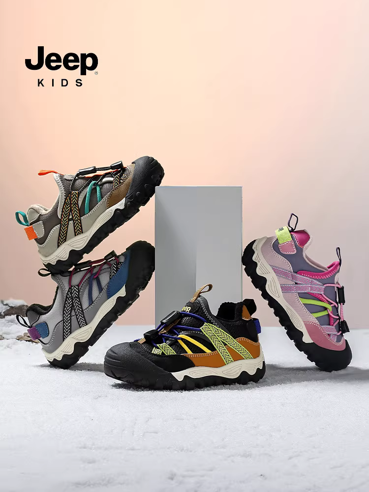Giày cotton mùa đông bé trai Jeep kiểu mới 2025, lót lông mềm, đế mềm chống trơn, giữ ấm, giày thể thao trẻ em