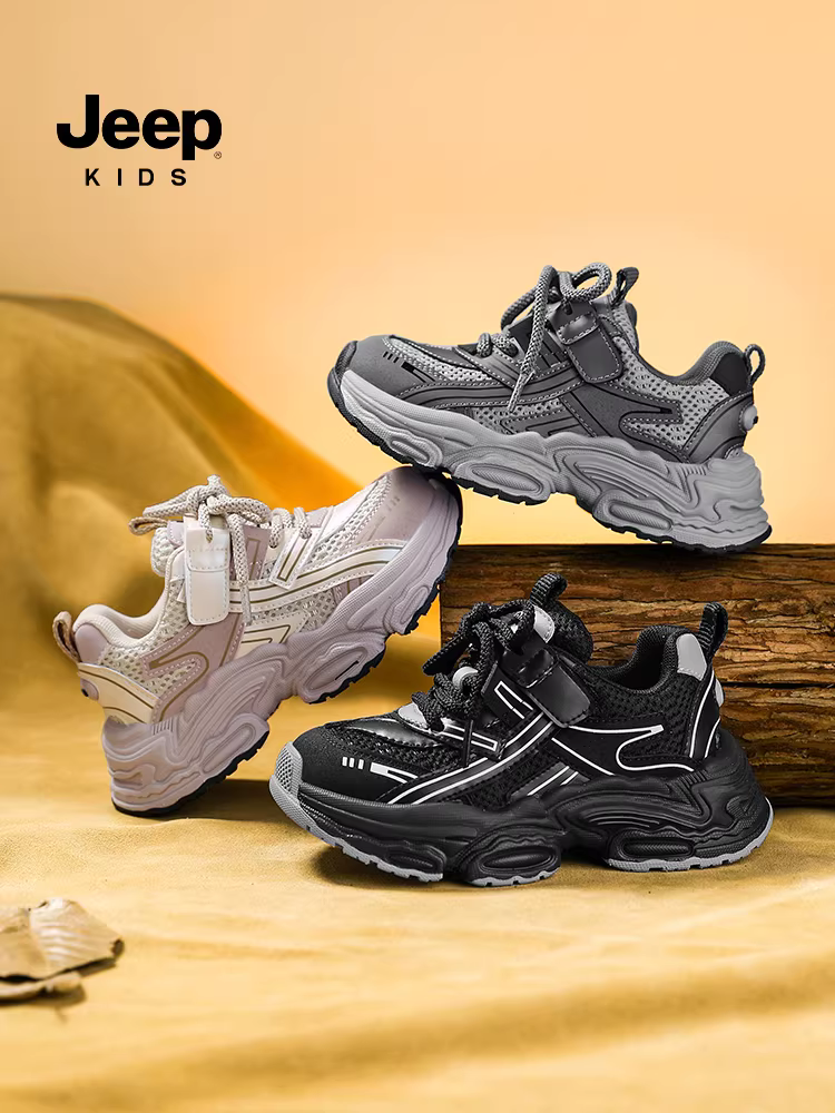 Giày trẻ em Jeep dành cho bé trai và bé gái, giày bố, giày thể thao lưới thoáng khí, mẫu mới xuân hè 2025, giày chạy bộ cho trẻ lớn