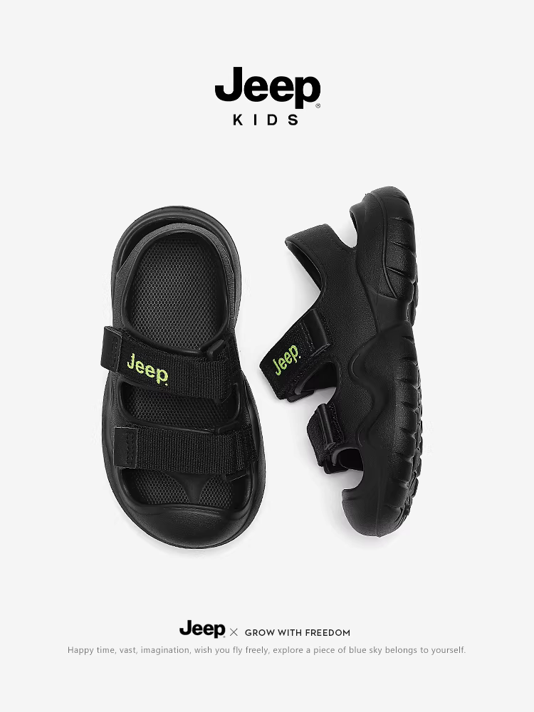 Giày đi biển cho bé gái Jeep 2025 kiểu mới mùa hè, kiểu kín mũi, chống trơn, màu đen, dép mùa hè cho bé, giày nước cho bé trai