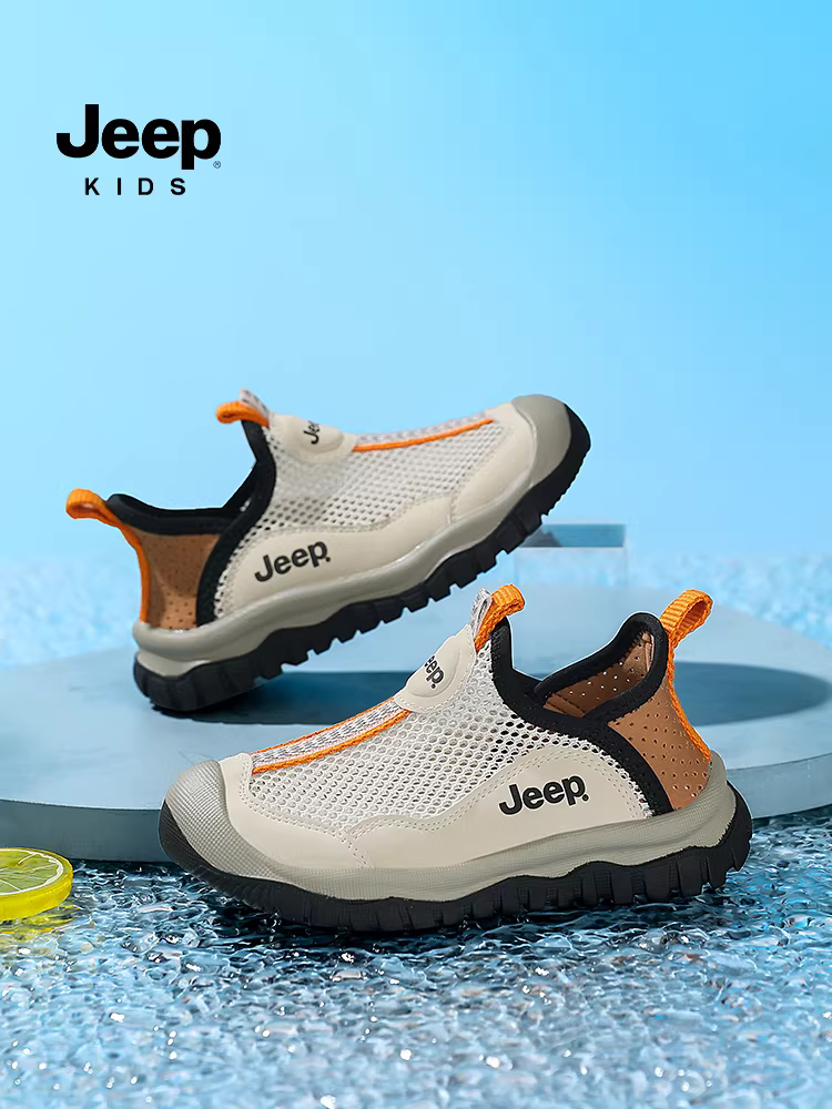 Giày thể thao lưới cho bé trai Jeep, kiểu lười, giày lưới trẻ em, mẫu mới hè 2025, thoáng khí, giày trẻ em cho bé gái