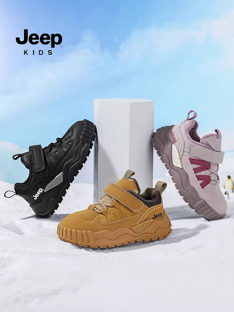 Giày thể thao trẻ em lót lông cừu mùa đông ấm áp, giày cotton hai lớp, giày trẻ em da mới 2025, giày chống thấm nước, giày cho bé trai