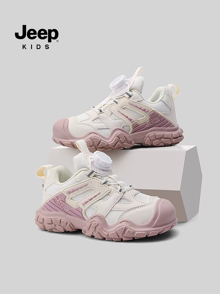 Giày trẻ em Jeep, giày thể thao đế mềm cho bé gái, giày nhẹ mùa hè cho bé trai, giày trẻ em mới 2025 có nút, giày lưới thoáng khí