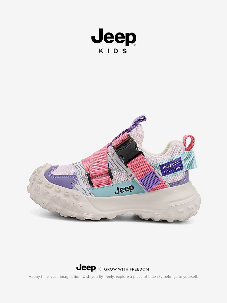 Giày thể thao lưới thoáng khí cho bé trai Jeep, mẫu mới xuân 2025, size trung và lớn, đế mềm, giày chạy bộ.
