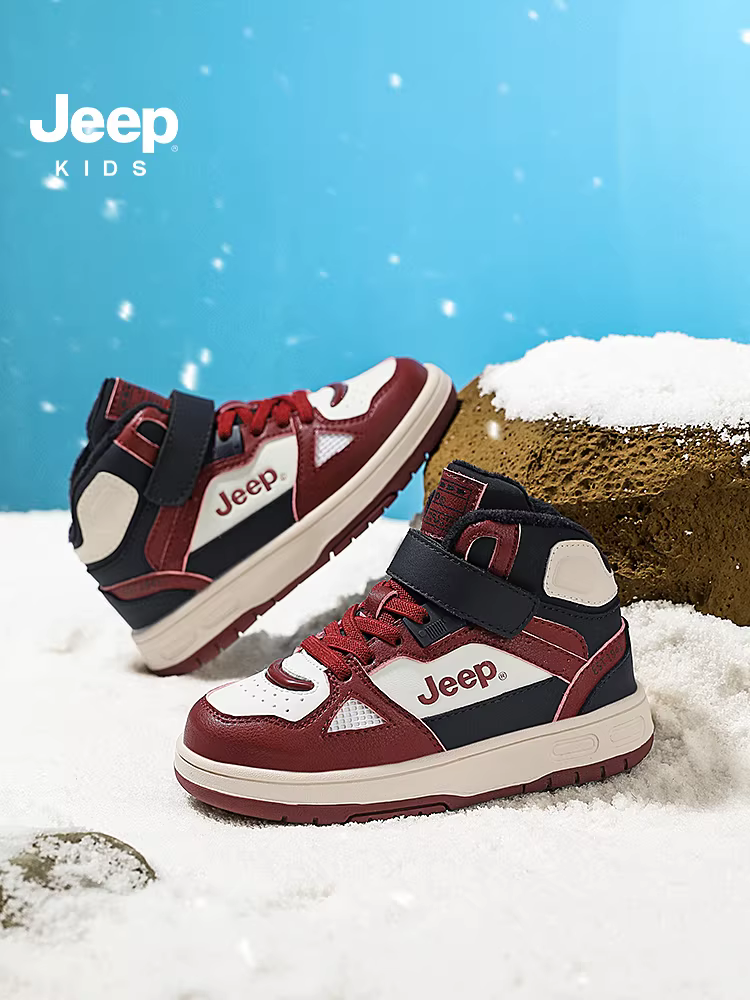Giày thể thao cổ cao cho bé trai Jeep Giày thể thao AJ dành cho bé gái mùa đông 2025 mới giày cotton sang trọng chạy bộ giày trẻ em