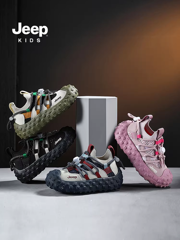 Giày lười chống trượt cho bé gái của Jeep 2024 mùa thu mới giày thể thao trẻ em giày chạy bộ cho bé trai giày ngoài trời