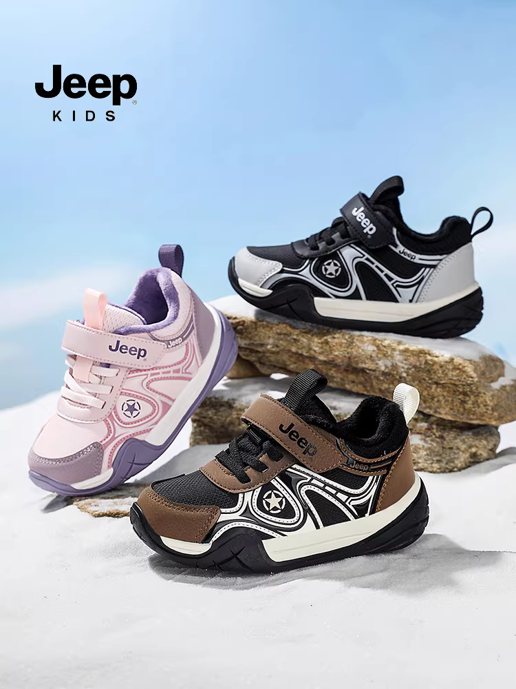 Giày cotton bé gái Jeep có lót lông cừu, dày dặn cho mùa đông 2025, giày trẻ em mới, giày cotton cho bé gái, giày trẻ em, giày thể thao.