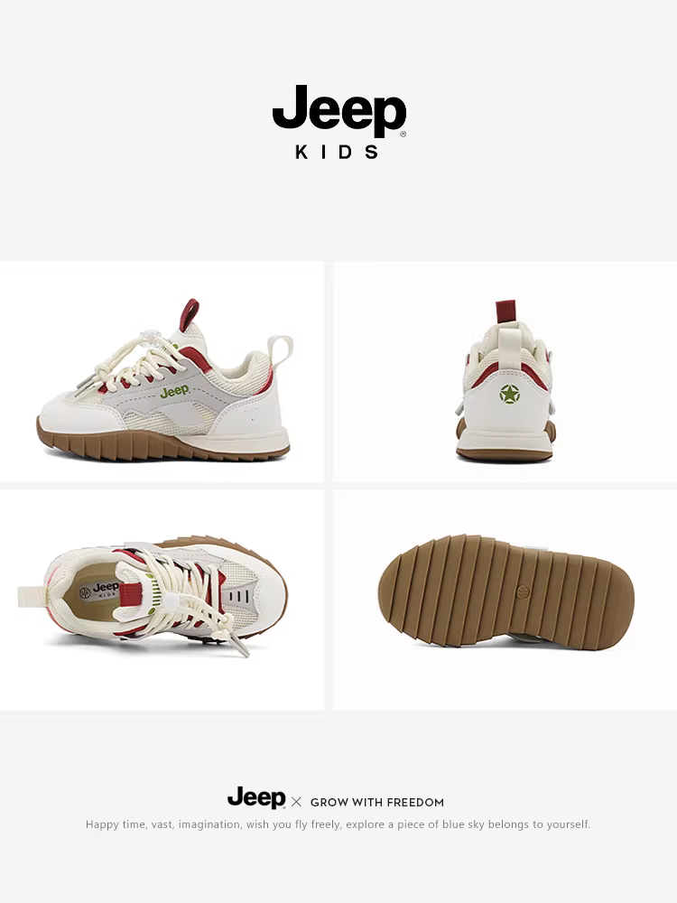 Giày thể thao trẻ em Jeep lưới thoáng khí giày nữ mùa xuân 2026 mới giày chạy bộ đế mềm kiểu Forrest Gump