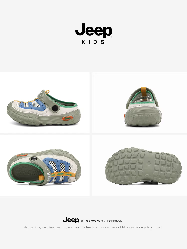 Dép lưới trẻ em Jeep mùa hè 2025, chống nước, mũi kín, đi suối, đi biển