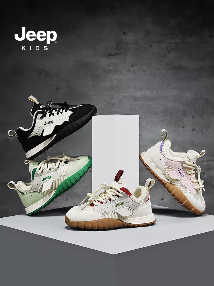 Giày thể thao trẻ em Jeep lưới thoáng khí giày nữ mùa xuân 2026 mới giày chạy bộ đế mềm kiểu Forrest Gump