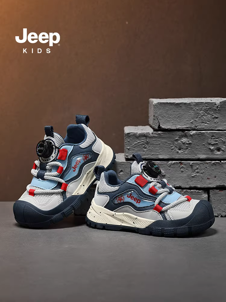 Giày thể thao trẻ em Jeep Giày chạy bộ lưới thoáng khí 2025 kiểu dáng mới dành cho bé trai và bé gái Giày đi bộ đường dài đế mềm chống trượt chống đá
