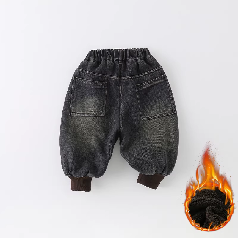 Quần jeans trẻ em mùa đông 2025 kiểu mới quần jogger túi hộp thời trang cho bé trai AK1013
